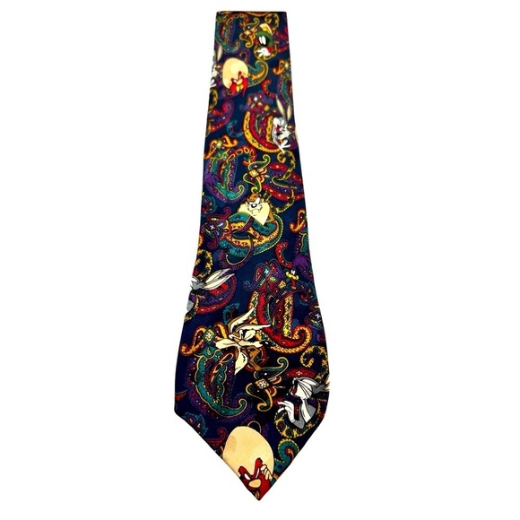 Warner Bros. Other - Vintage LOONEY TUNES 90s 1993 Bugs Bunny Tazmanian Devil Paisley Men's Neck Tie